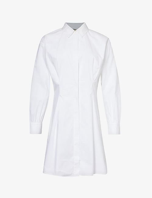FRAME: Pleated regular-fit organic-cotton mini dress