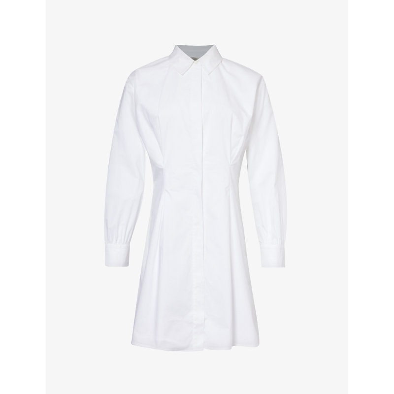 Frame Pleated Regular-fit Organic-cotton Mini Dress In White
