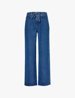 FRAME: Patch-pocket wide-leg mid-rise denim jeans