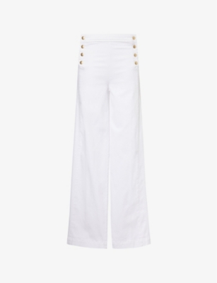 Shop Frame Women's White Sailor Wide-leg High-rise Stretch-denim Jeans