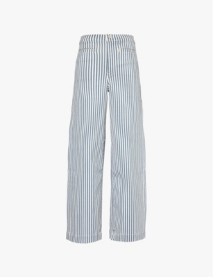 FRAME: Striped wide-leg stretch-denim trousers