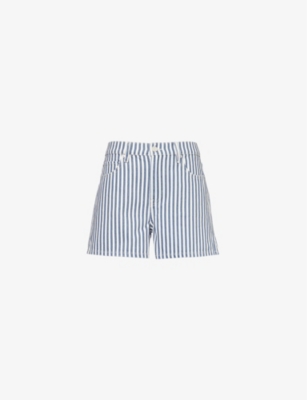 FRAME: Vintage stripe-print relaxed-fit denim shorts