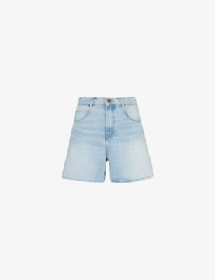 FRAME: The Easy faded-wash recycled denim shorts