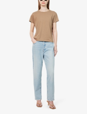 Shop Frame Le Mec Straight-leg High-rise Recycled-cotton Jeans In Fizz Indigo
