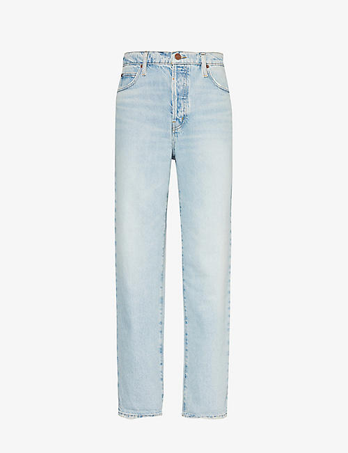 FRAME: Le Mec straight-leg high-rise recycled-cotton jeans