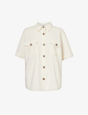 Shop Frame Women's Cream Patch-pocket Cotton-blend Utility Shirt