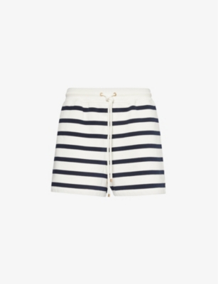 FRAME: Drawstring-waist striped cotton-blend shorts