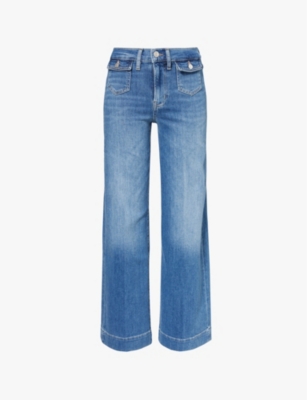 Frame Womens Doris Slim Palazzo Patch-pocket Flared-leg High-rise Stretch-denim Jeans