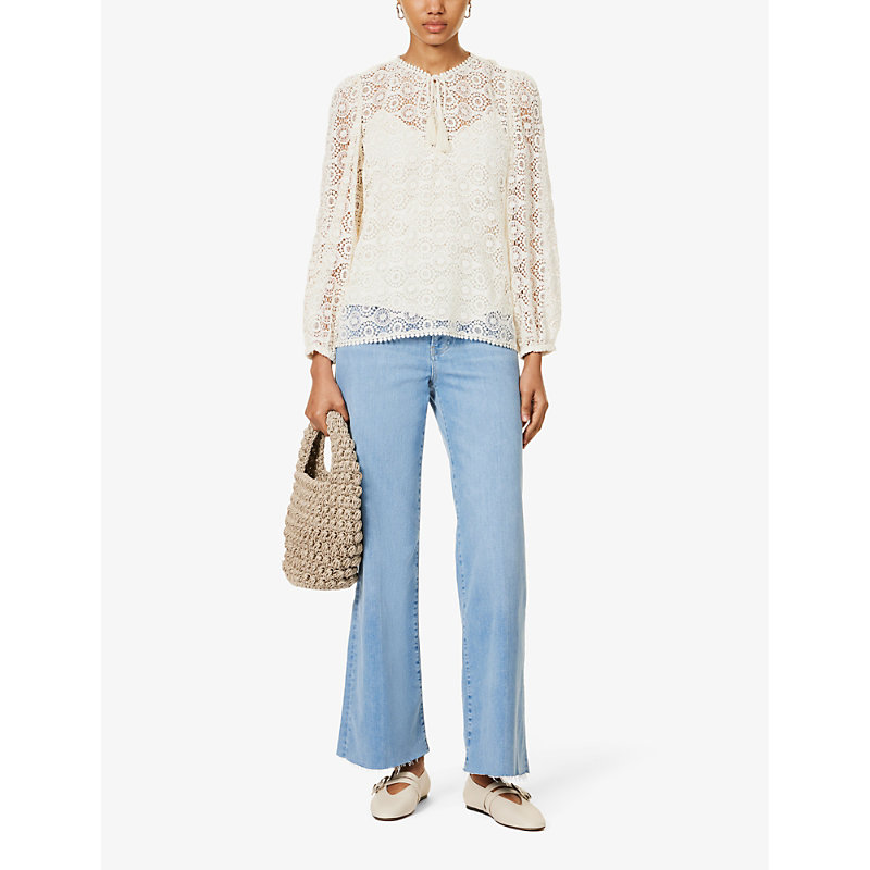 Shop Frame Women's Cream Lace Tassle Crochet-pattern Cotton Top