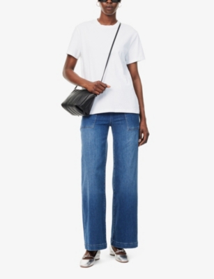 Shop Frame Women's Crossings Francoise Wide-leg Stretch-denim Jeans