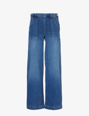 Shop Frame Women's Crossings Francoise Wide-leg Stretch-denim Jeans