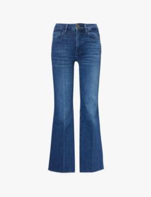 FRAME: Easy Flare raw-hem flared-leg high-rise stretch-denim jeans