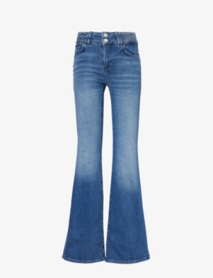 FRAME - Triple Binding flare-leg high-rise stretch-denim jeans ...