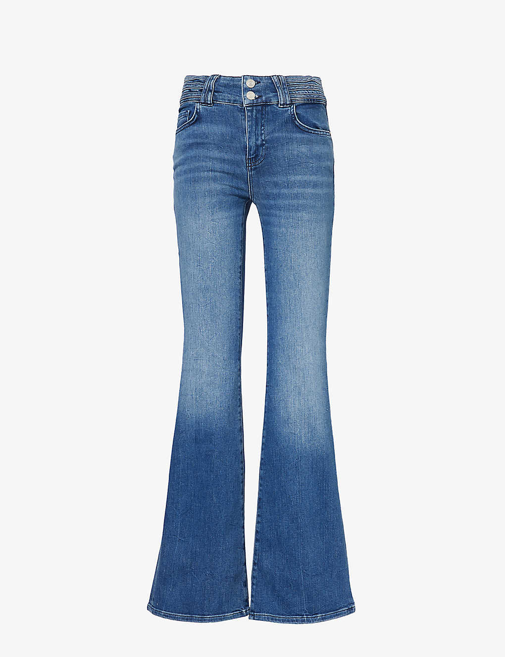 Frame Womens Crossings Triple Binding Flare-leg High-rise Stretch-denim Jeans