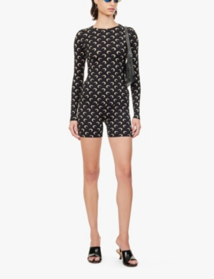 Marine Serre Moon Printed Jersey Biker Shorts In It99 Inverse Tan