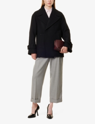 Shop Victoria Beckham Women's Black Oversized Merino Wool-blend Coat