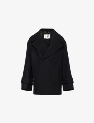 Shop Victoria Beckham Women's Black Oversized Merino Wool-blend Coat