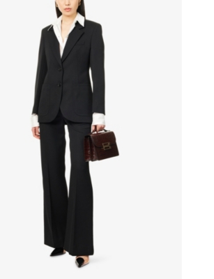 Victoria Beckham Womens Black Single-breasted Patch-pocket Woven-blend Blazer In Black
