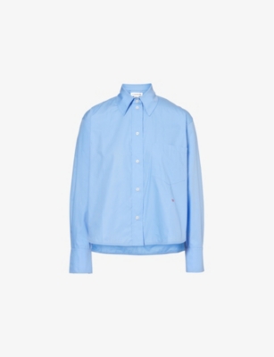 VICTORIA BECKHAM: Brand-embroidered patch-pocket cotton-poplin shirt