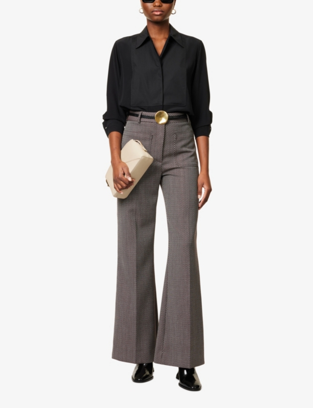 Contrast-panel silk shirt