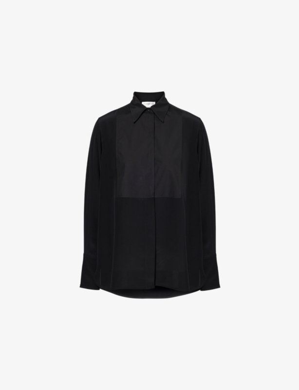 Contrast-panel silk shirt