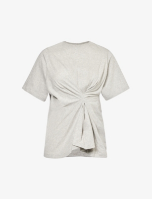 Shop Victoria Beckham Women's Grey Marl Twist Cotton-jersey T-shirt