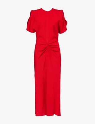 Shop Victoria Beckham Women's Carmine Gathered-waist Woven Midi Dress