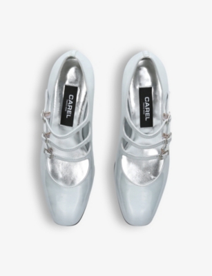 CAREL WOMENS WHITE/OTH KINA THREE-STRAP LEATHER HEELED MARY JANE COURTS 