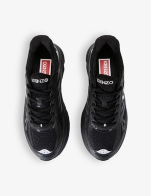 Shop Kenzo Mens Black Pace Runner Brand-embellished Mesh And Shell Low-top Trainers