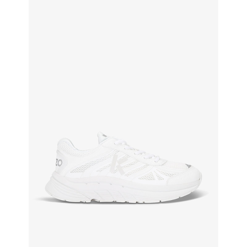 Shop Kenzo Pace Runner Brand-embellished Mesh And Shell Low-top Trainers In White