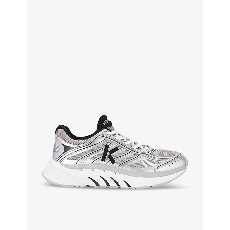 Kenzo Mens Silver Com Pace Runner Brand-embellished Mesh And Shell Low-top Trainers