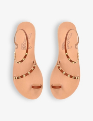Shop Ancient Greek Sandals Women's Rust Eleftheria Bee Studded Leather Sandals