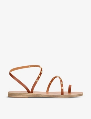 Shop Ancient Greek Sandals Eleftheria Bee Studded Leather Sandals In Rust