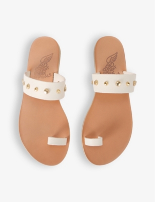 Shop Ancient Greek Sandals Women's Bone Thalia Bee Pendant-embellished Flat Leather Sandals