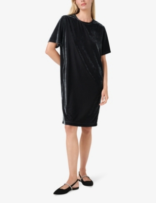 THE WHITE COMPANY: Round-neck stretch-velvet mini T-shirt dress