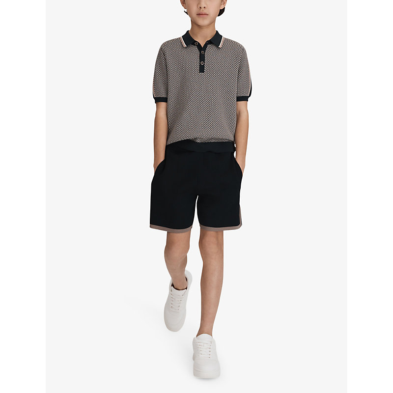Shop Reiss Heddon Stripe Knitted Shorts 3-13 Years In Hunting Green