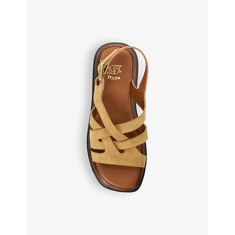 Shop Dune Women's Tan-suede Leebra Cross-strap Suede Flatform Sandals