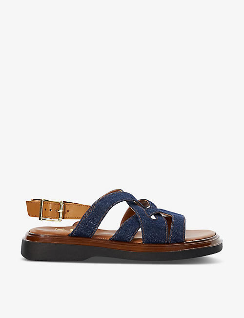 DUNE: Leebra cross-strap suede flatform sandals
