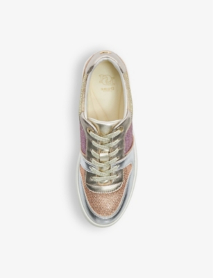 Shop Dune Women's Multi-synthetic Evangelyn Rhinestone-embellished Faux-leather Flatform Low-top Trainers