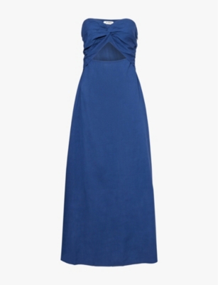 4th & Reckless Womens Blue Lainey Cut-out Woven Maxi Dress