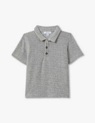 REISS: Iggy short-sleeved textured cotton-blend polo