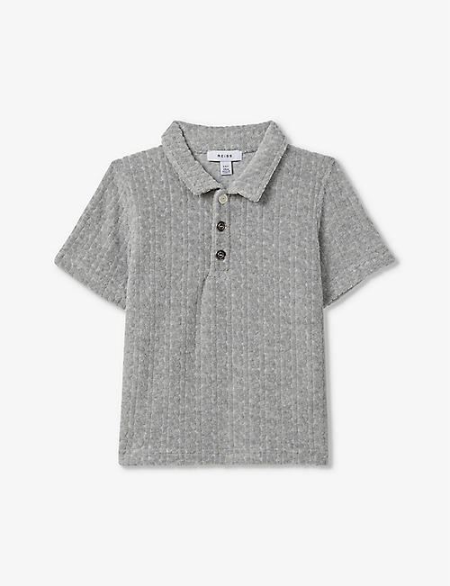 REISS: Iggy short-sleeved textured cotton-blend polo