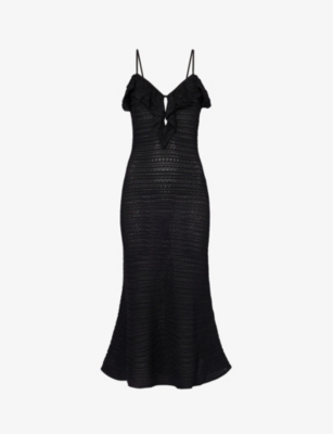 Self-portrait Self Portrait Womens Black Sleeveless Cut-out Knitted Mini Dress In Black