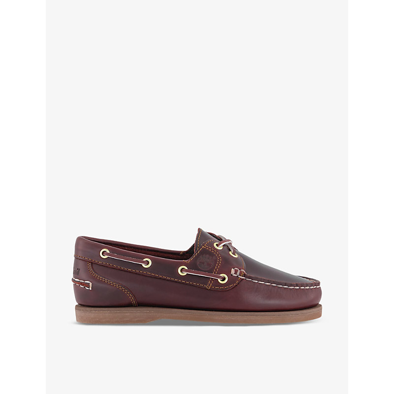 Shop Timberland Classic Leather Boat Shoes In Burgundy Full Grain