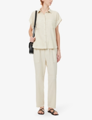 Shop Bella Dahl Womens Cliffside Patch-pocket Short-sleeve Relaxed-fit Woven Shirt