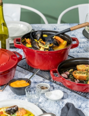 Staub Cherry Stackable Cast-iron Set Of Four With Lid In Cherry
