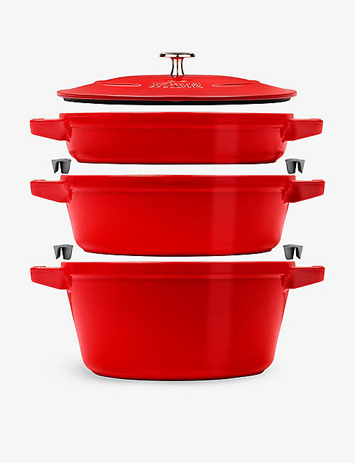 STAUB: Stackable cast-iron set of four with lid