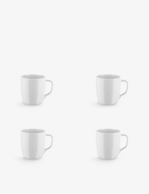 ALESSI: Itsumo square-handle porcelain mugs set of four 8.9cm