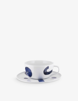 Alessi Blue Itsumo Yunoki Porcelain Teacup And Saucer Set In Blue