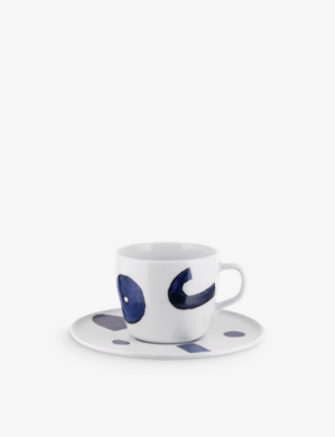 Alessi Blue Itsumo Yunoki Porcelain Coffee Cup And Saucer Set In Blue